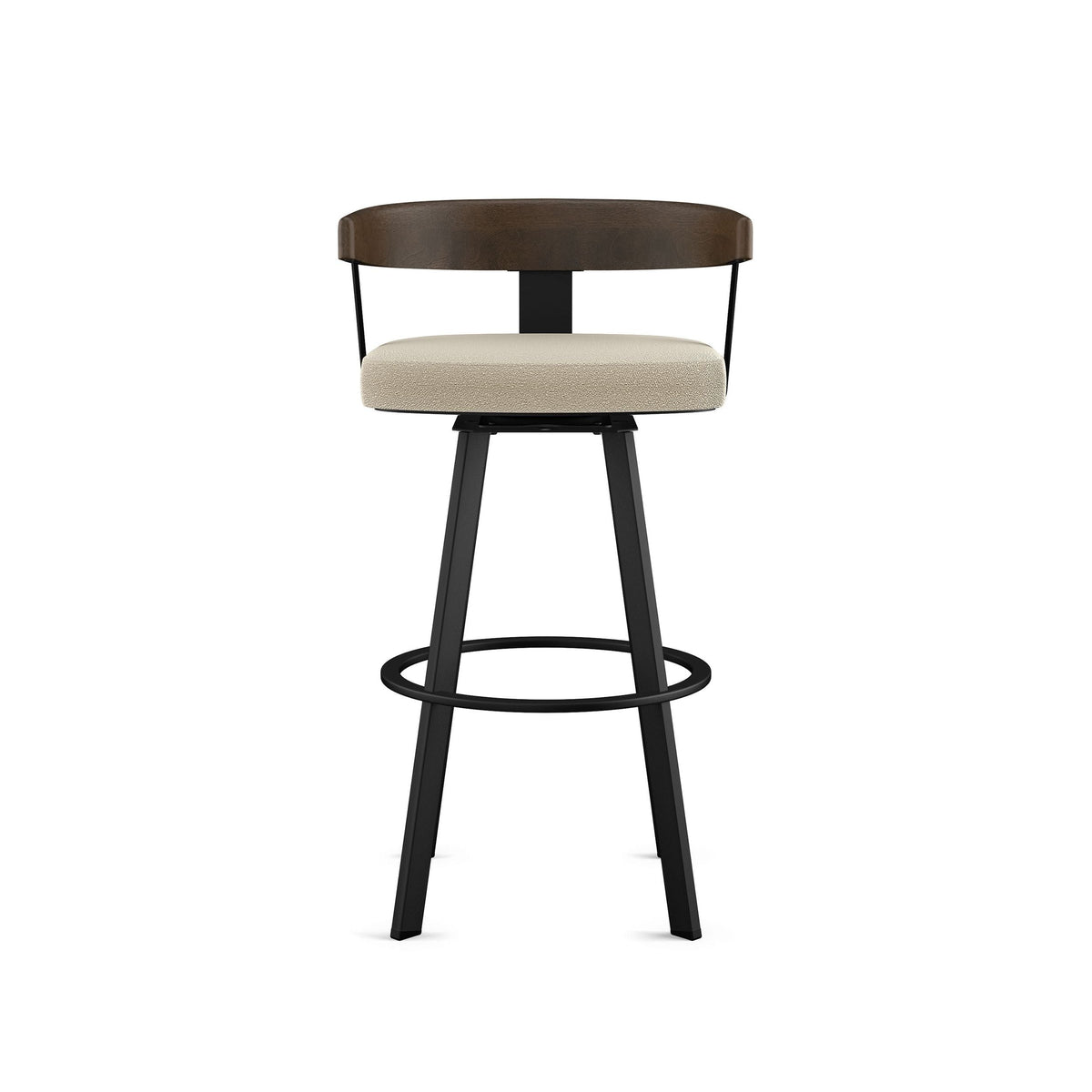 Lars Wood Swivel Bar Stool with Backrest, Black Frame, 30-in D0L5 - product image 1