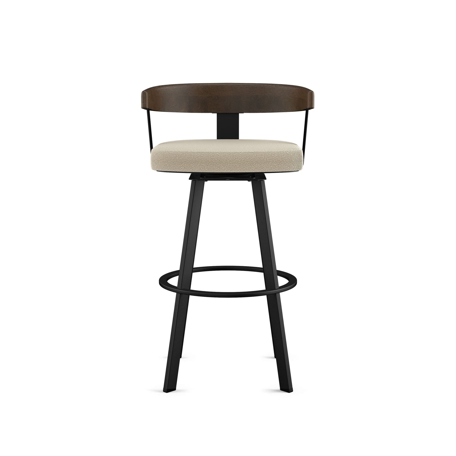 Lars Wood Swivel Bar Stool with Backrest, Black Frame, 30-in N2K1 - product image 1
