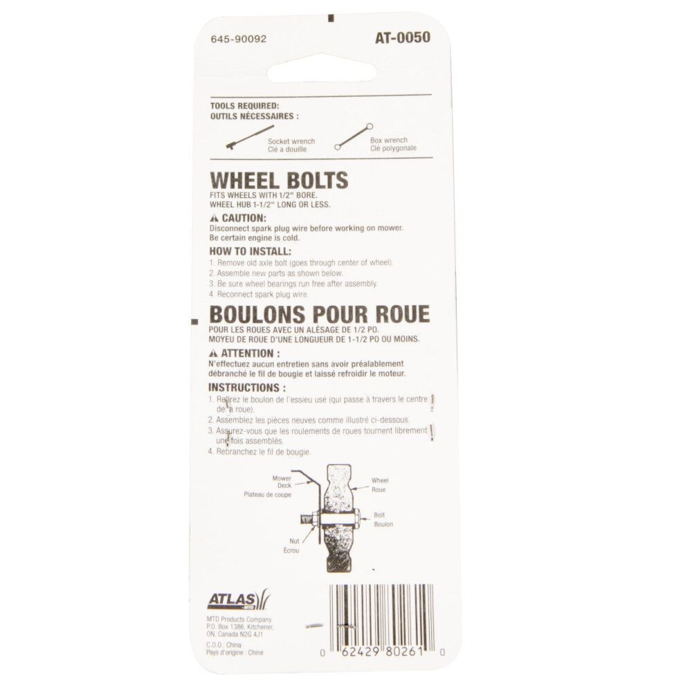 Universal Lawn Mower Wheel Bolts, 2-pk, 1-1/2-in W7R9 - product image 8