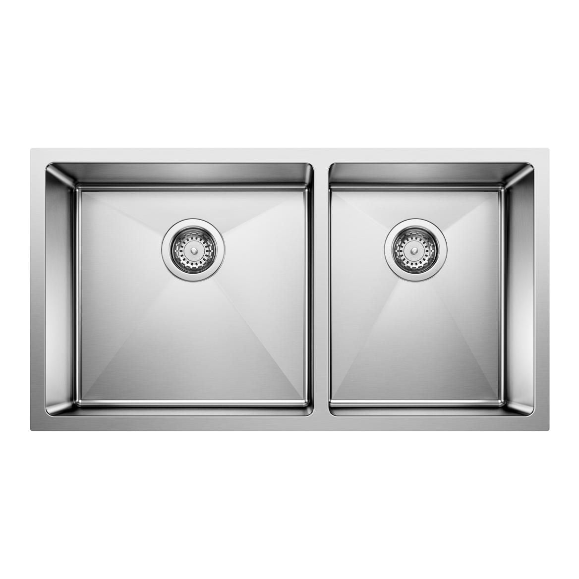 Quatrus R15 33-in 60/40 Double Bowl Undermount Stainless Steel Kitchen Sink S8R1 - product image 1