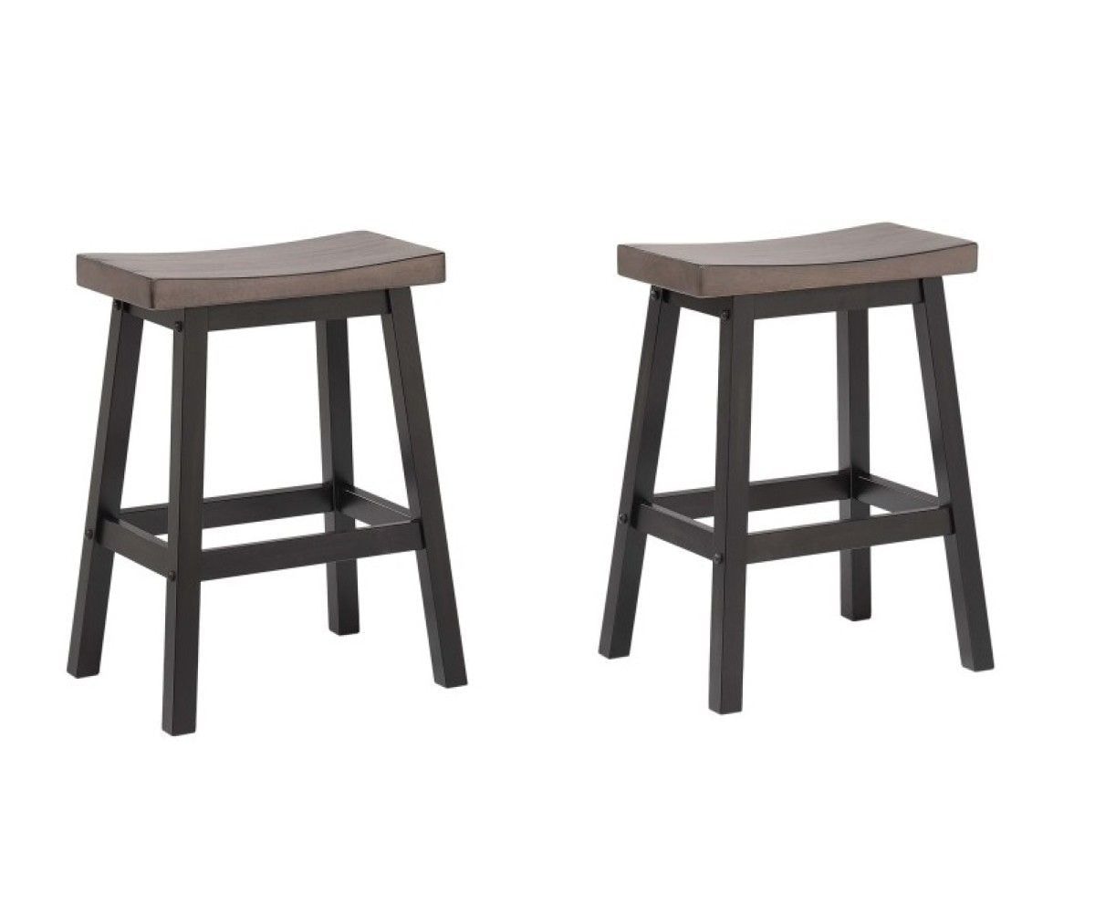 Arnold Oak/Dark Grey Counter/Bar Stool with Back Rest, 2-pc L9O8 - product image 1