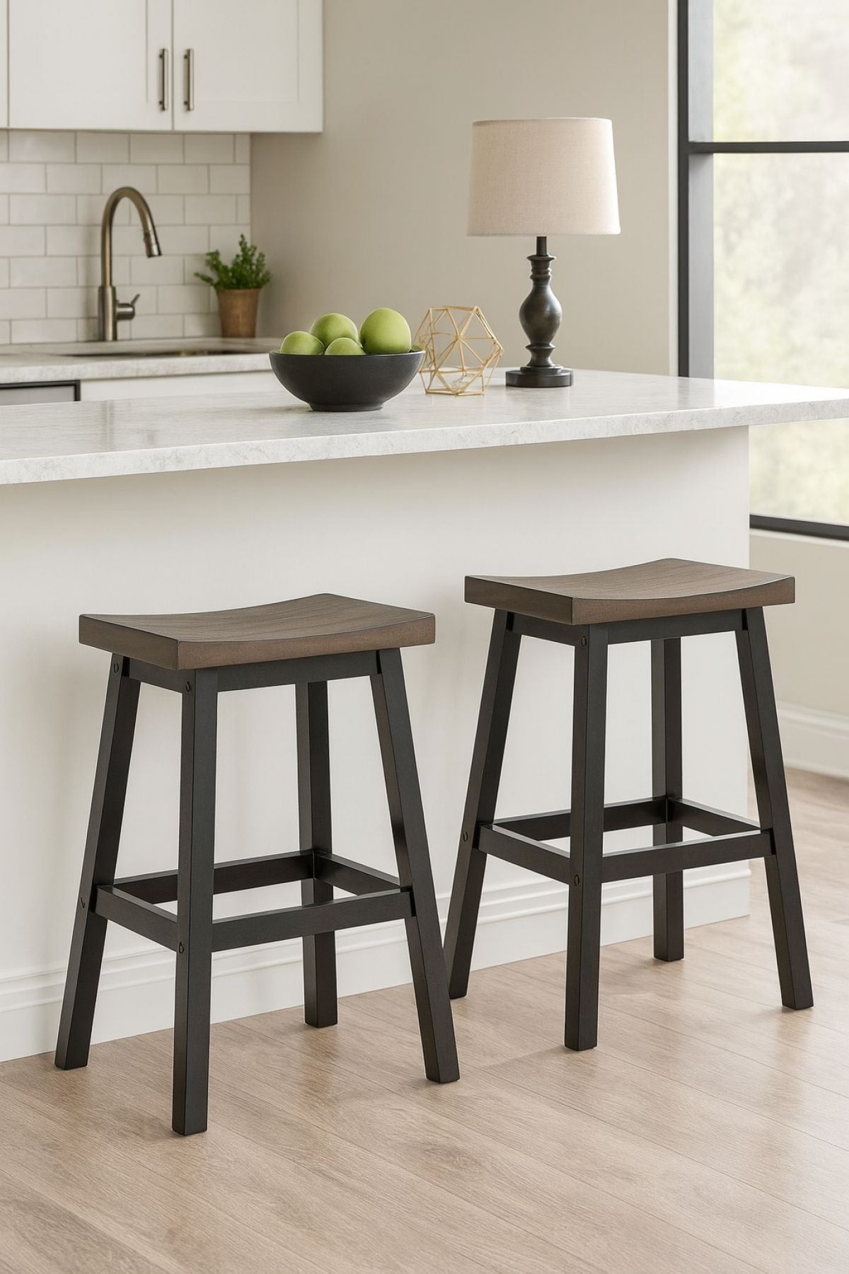 Arnold Oak/Dark Grey Counter/Bar Stool with Back Rest, 2-pc L9O8 - product image 4