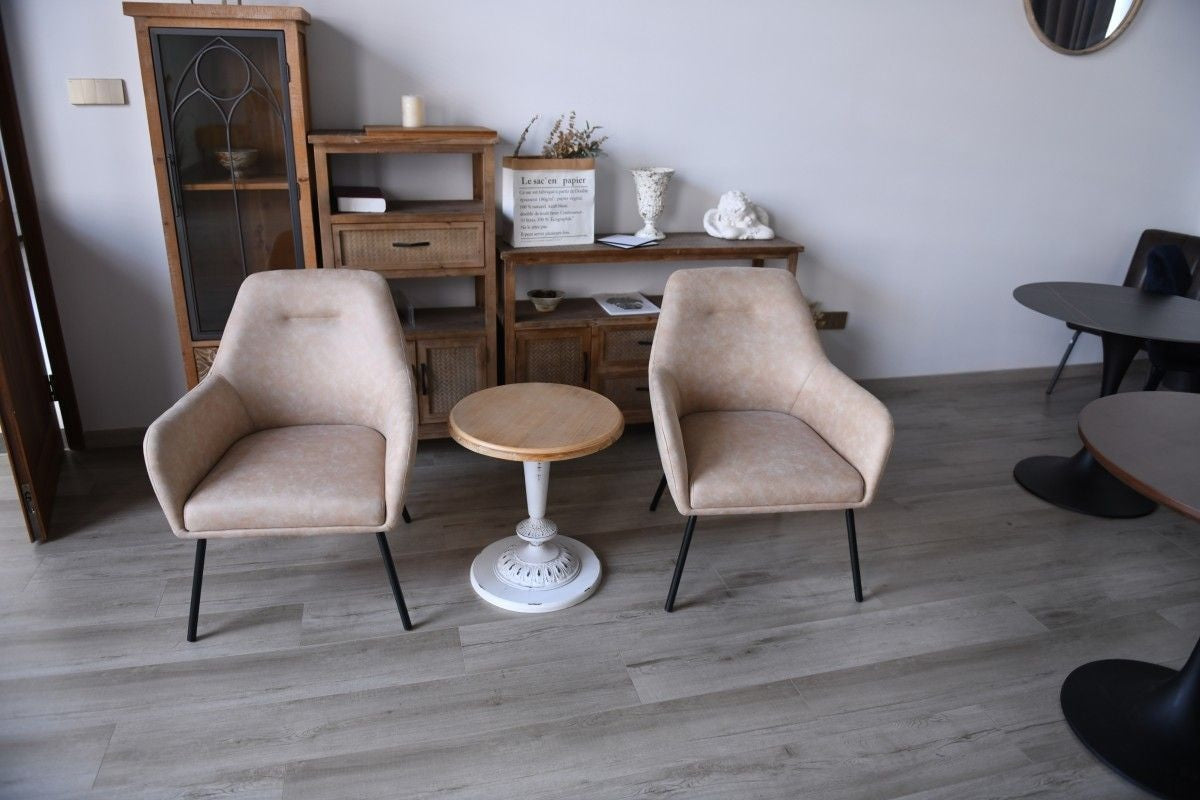 Arya Vintage Beige Tufted Fabric Upholstered Dining Chair C2V0 - product image 6