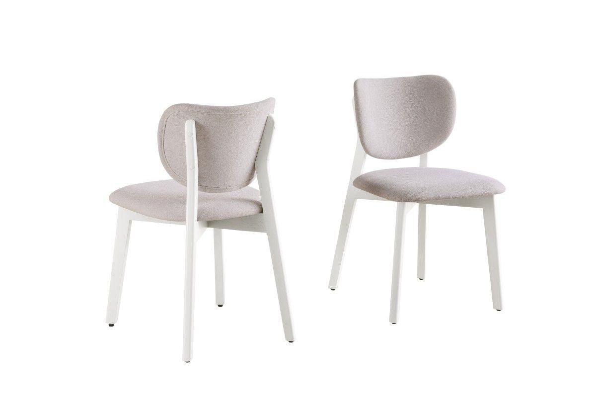 Dua Cream Fabric Upholstered Dining Chair with Curved Backrest, 2-pc F1B8 - product image 1