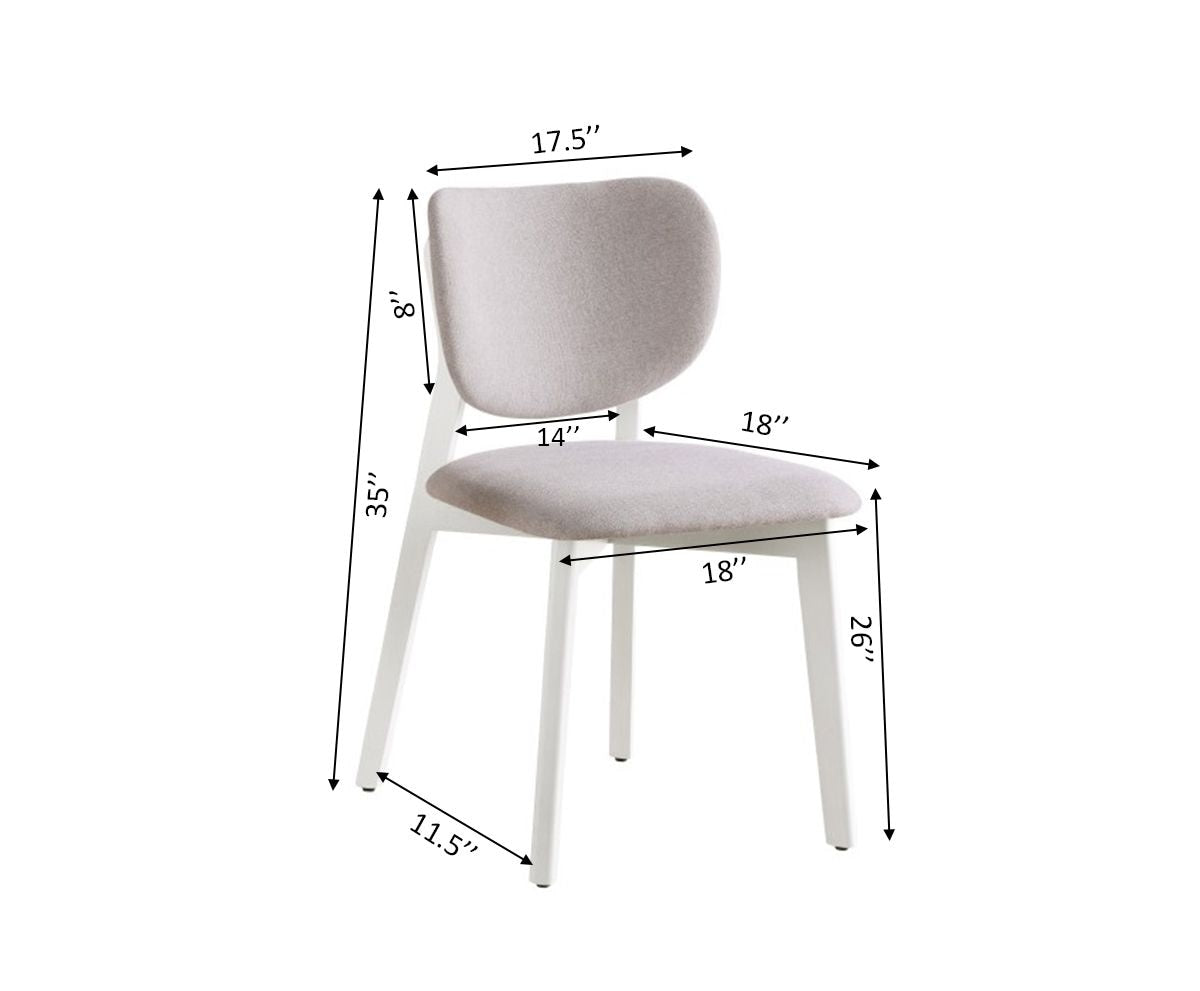 Dua Cream Fabric Upholstered Dining Chair with Curved Backrest, 2-pc F1B8 - product image 3