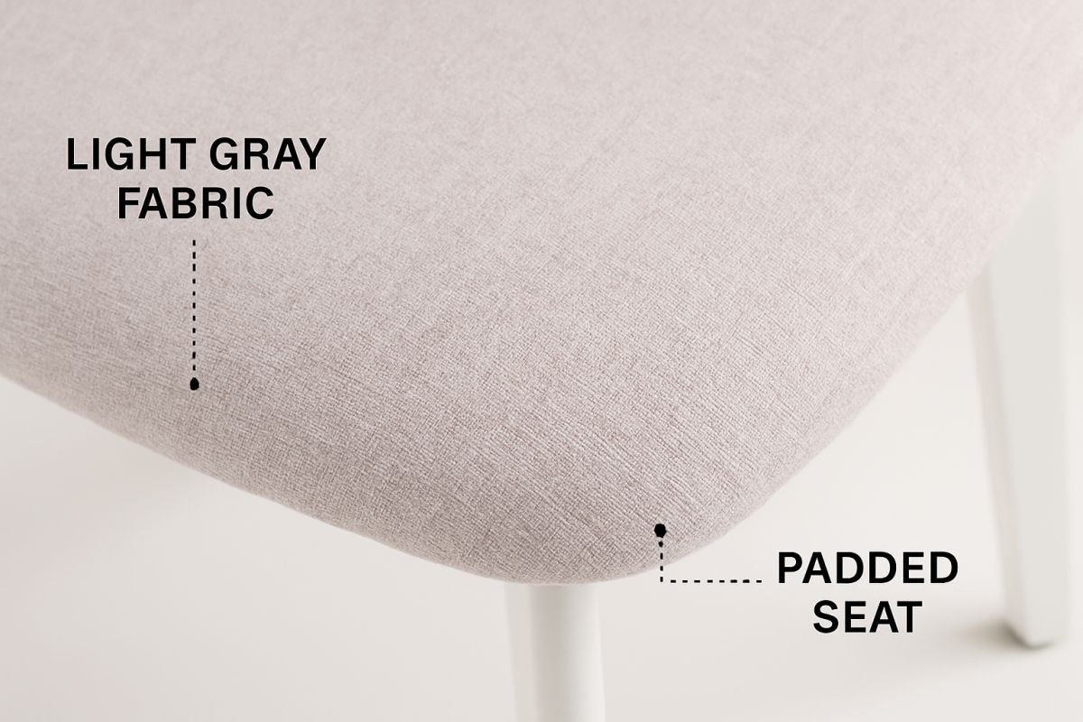 Dua Cream Fabric Upholstered Dining Chair with Curved Backrest, 2-pc F1B8 - product image 4