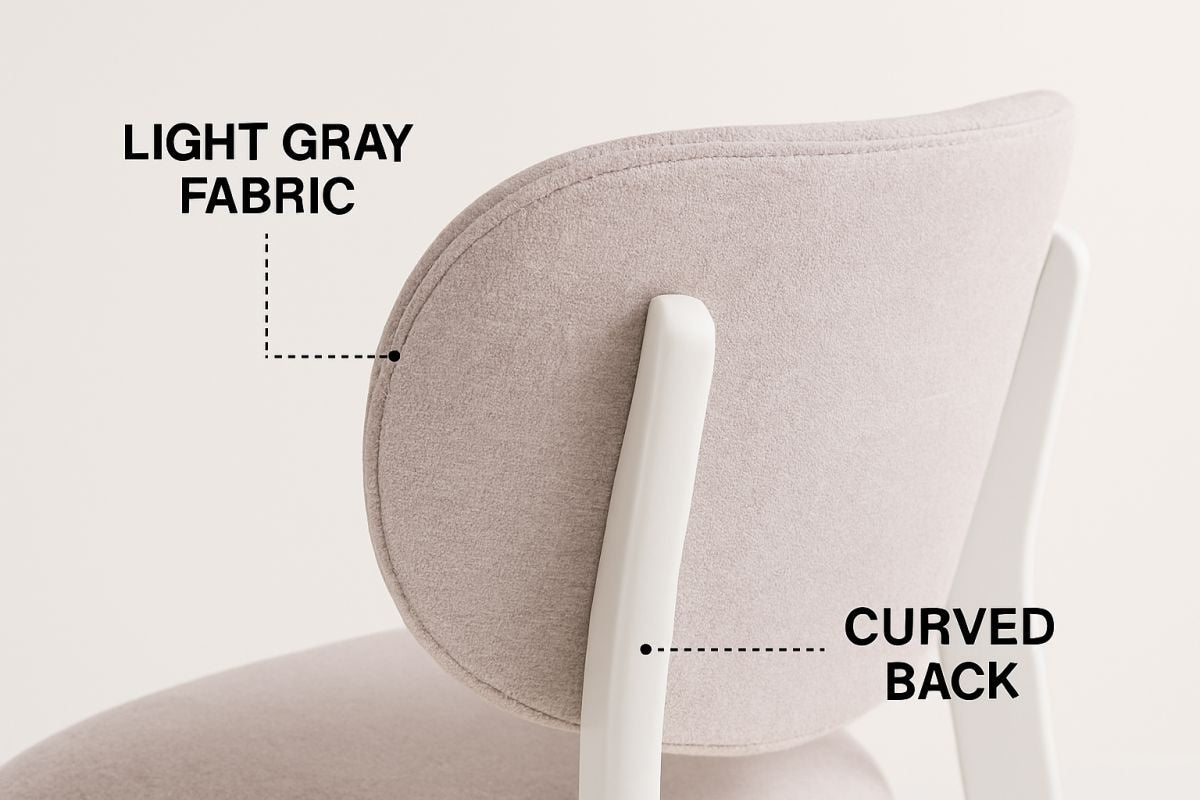 Dua Cream Fabric Upholstered Dining Chair with Curved Backrest, 2-pc F1B8 - product image 5