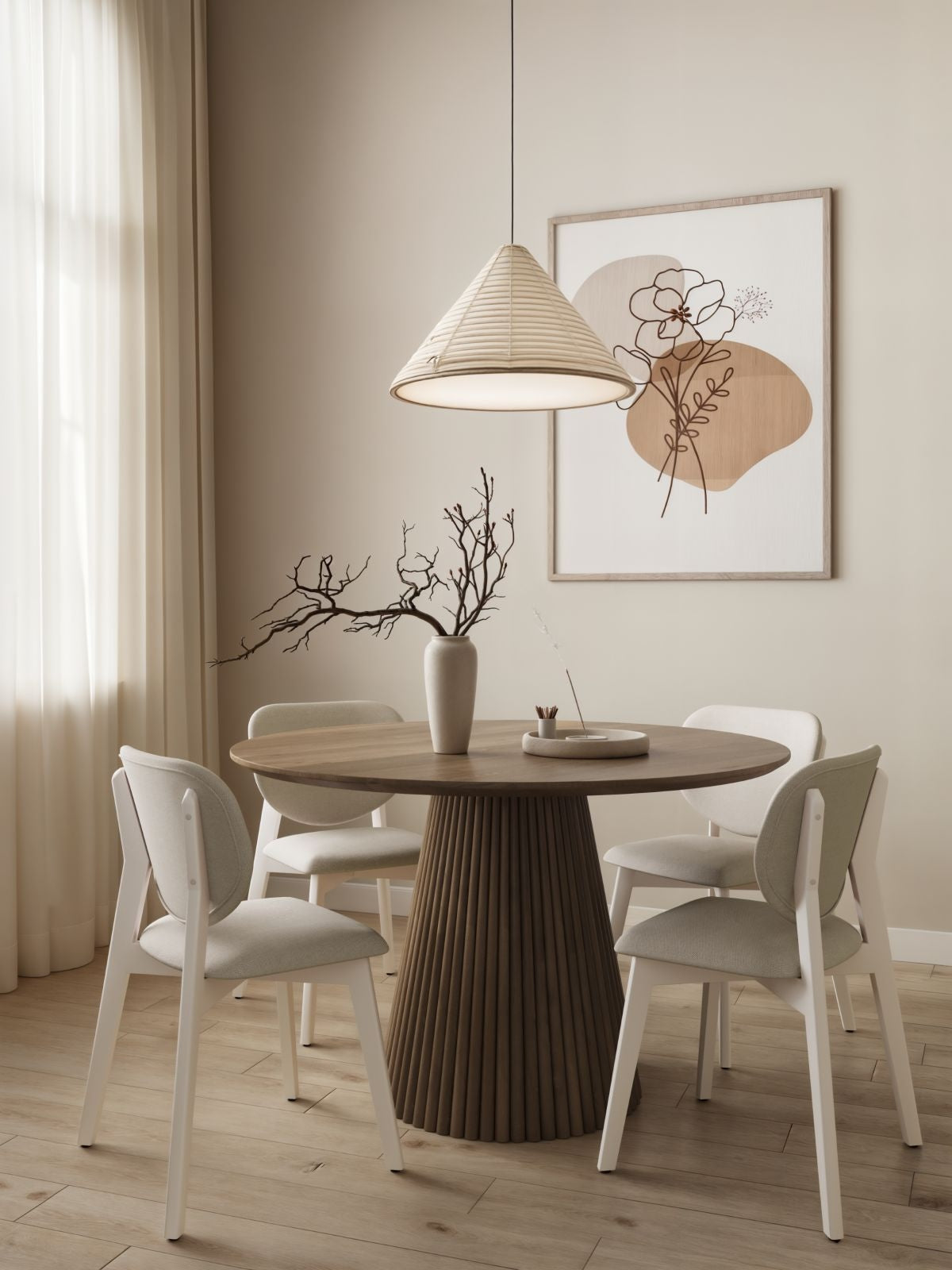Dua Cream Fabric Upholstered Dining Chair with Curved Backrest, 2-pc F1B8 - product image 6