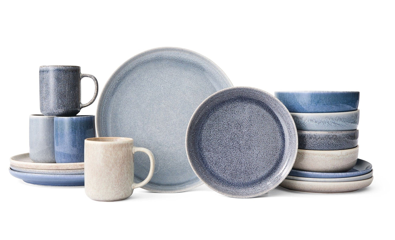 Agora 4-Tone Stoneware Dinnerware Set with Mugs, Serves 4, 16-pc, Coastal Blue M5B8 - product image 1