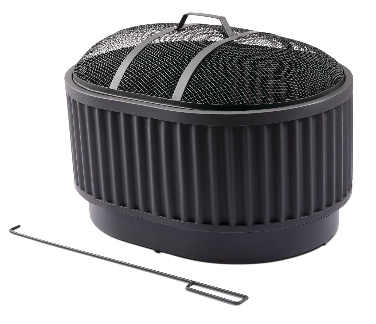 Barbeau Oval Outdoor Fluted Wood Firepit, 28-in, Black V6P4 - product image 2