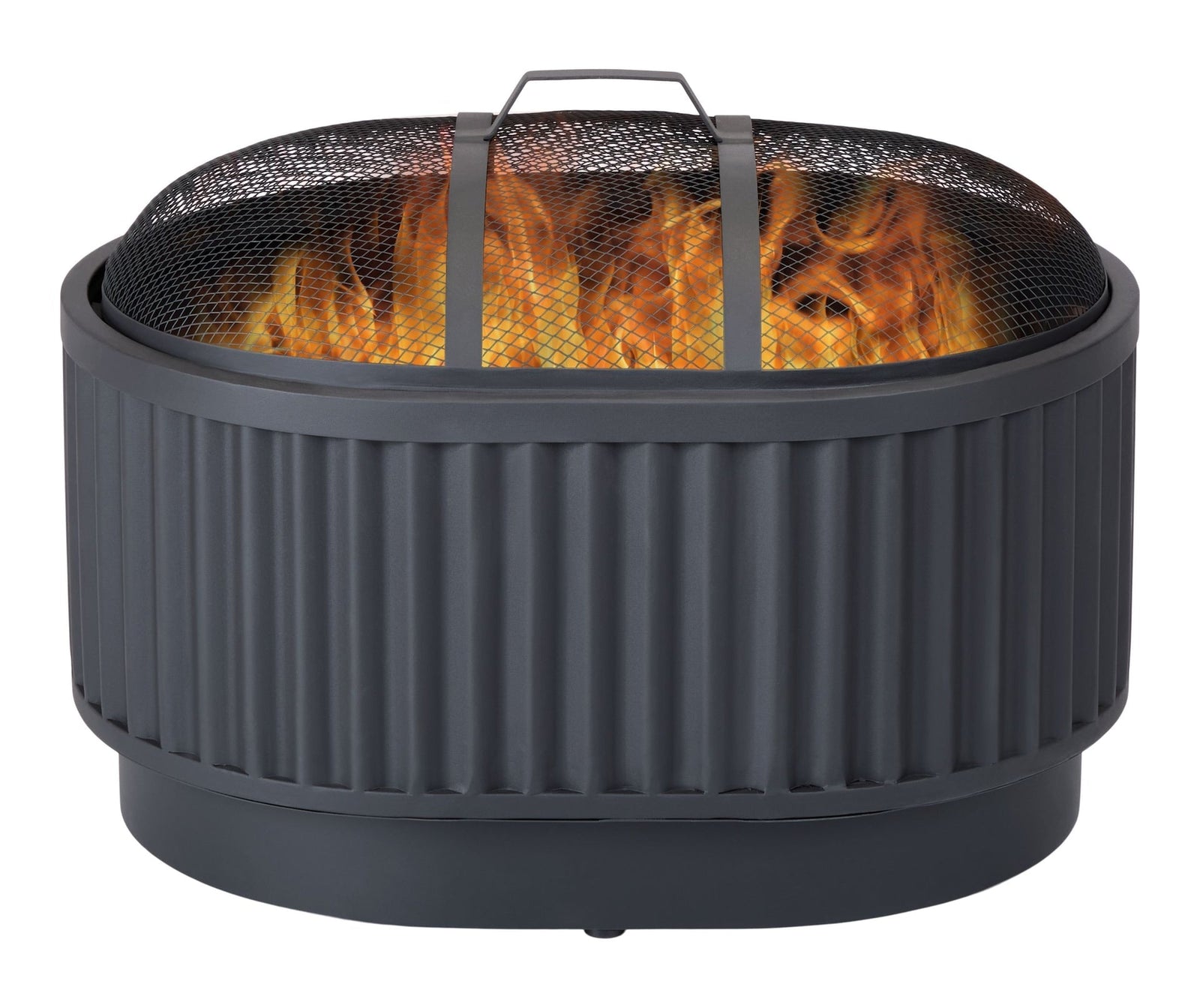 Barbeau Oval Outdoor Fluted Wood Firepit, 28-in, Black V6P4 - product image 3
