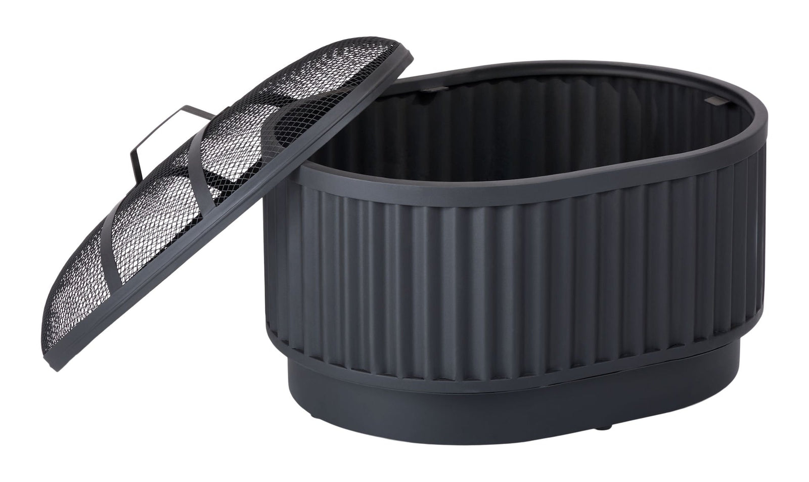 Barbeau Oval Outdoor Fluted Wood Firepit, 28-in, Black V6P4 - product image 5