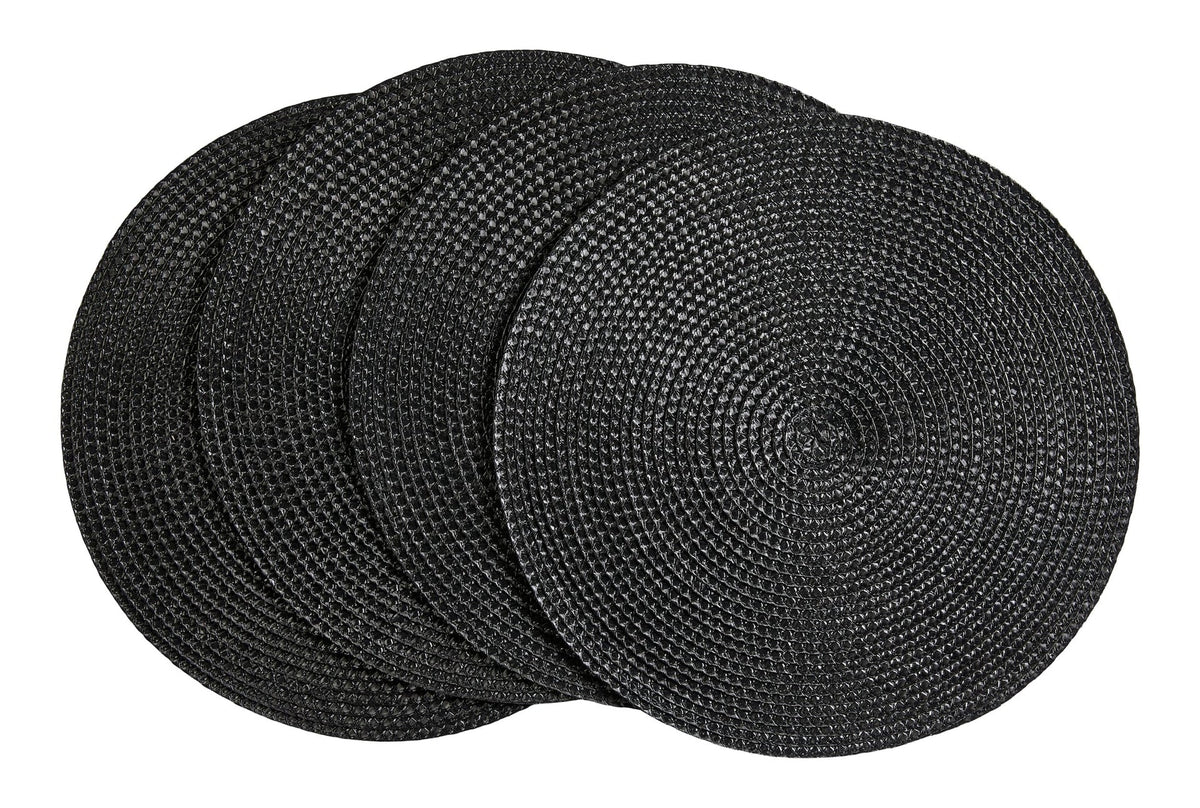 Braided Round Placemats, Black, 15-in Diameter, 4-pk G2T5 - product image 1