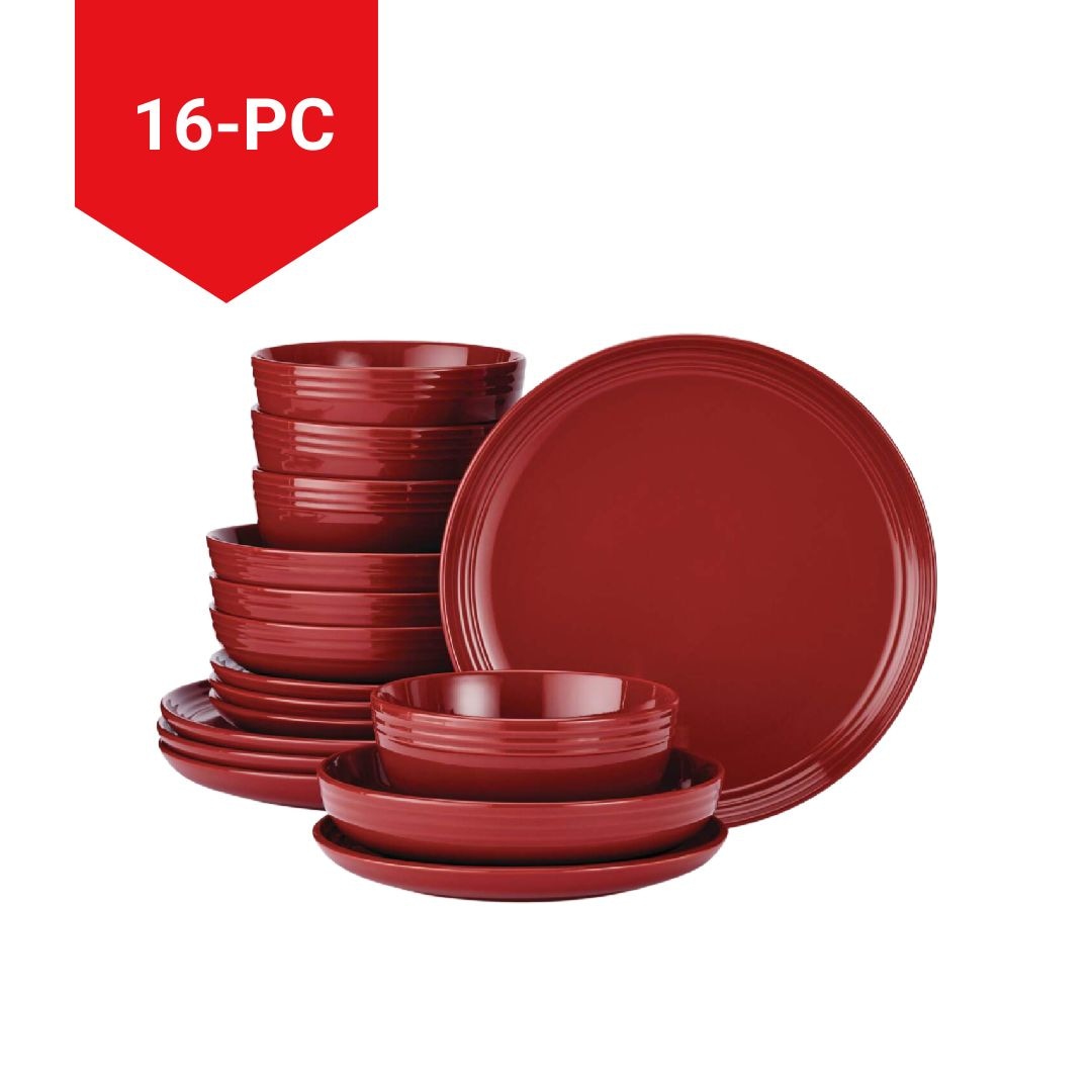 Edenhill Farmhouse Bistro Stoneware Dinnerware Set, Serves 4, 16-pc, Red B2W6 - product image 6