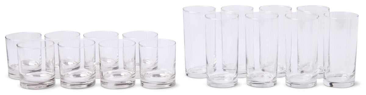 Heavy Base Glassware Tumbler Set, Clear, 11 oz & 15 oz, 16-pc M4P7 - product image 1