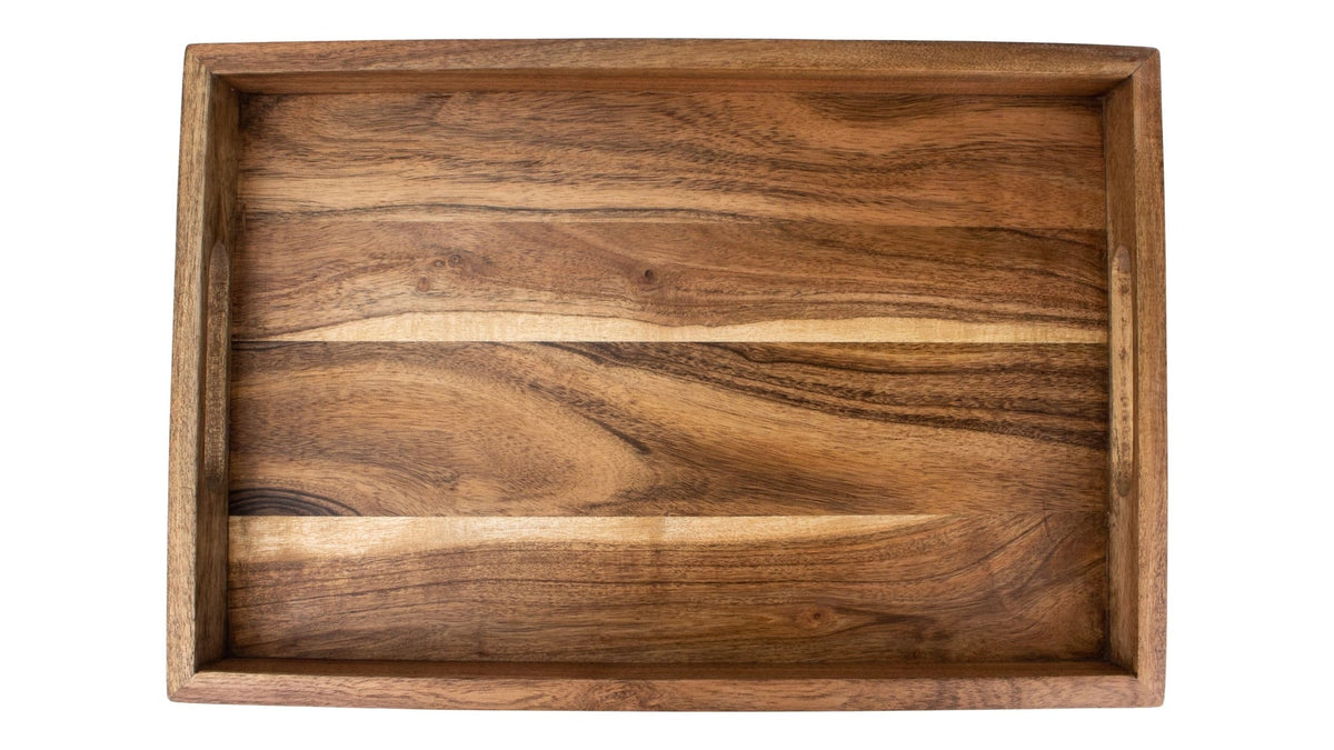 Rectangular Wood Serving Tray with Round Handles, 18-in X3Z9 - product image 2