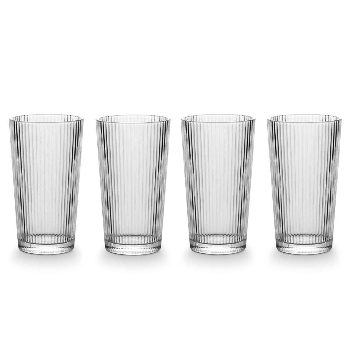 Ribbed High Ball Glass Set, Lead-free, 4-pc V7O7 - product image 1
