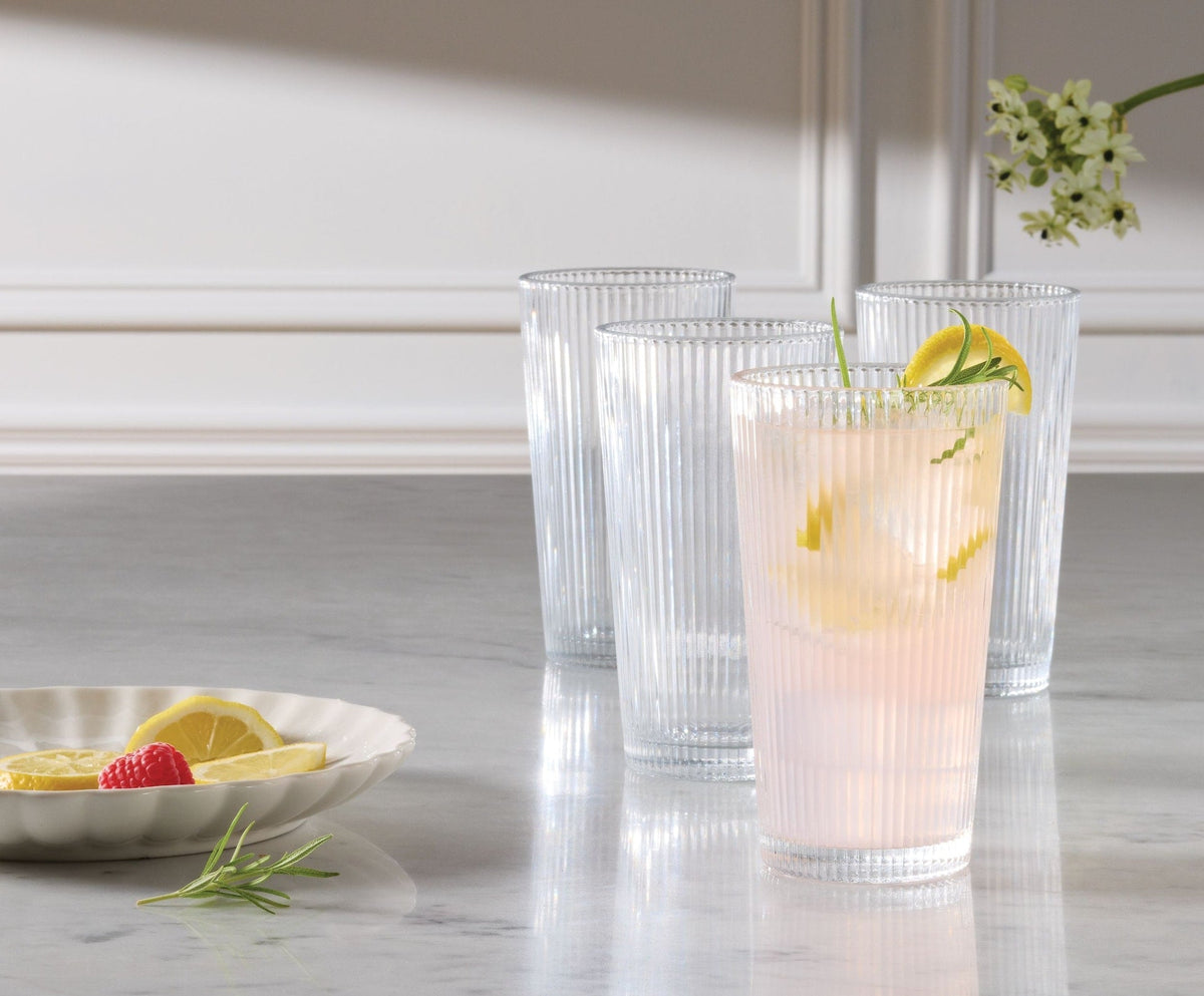 Ribbed High Ball Glass Set, Lead-free, 4-pc V7O7 - product image 6