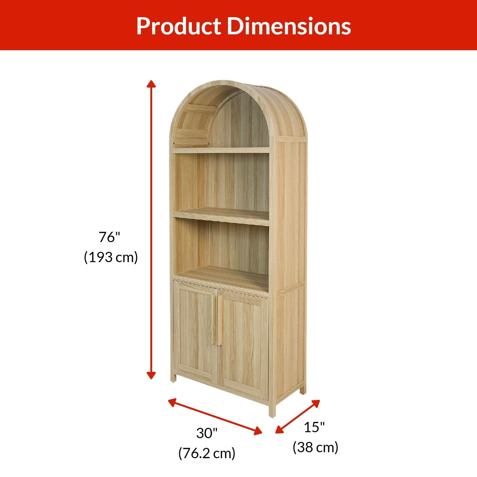 Stratford Arched Bookcase, Oak E0L4 - product image 3