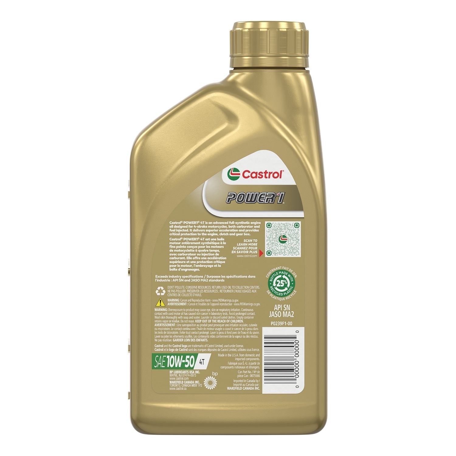 Power1 Motorcycle Oil 4T 10W50, 946-mL P2K2 - product image 2