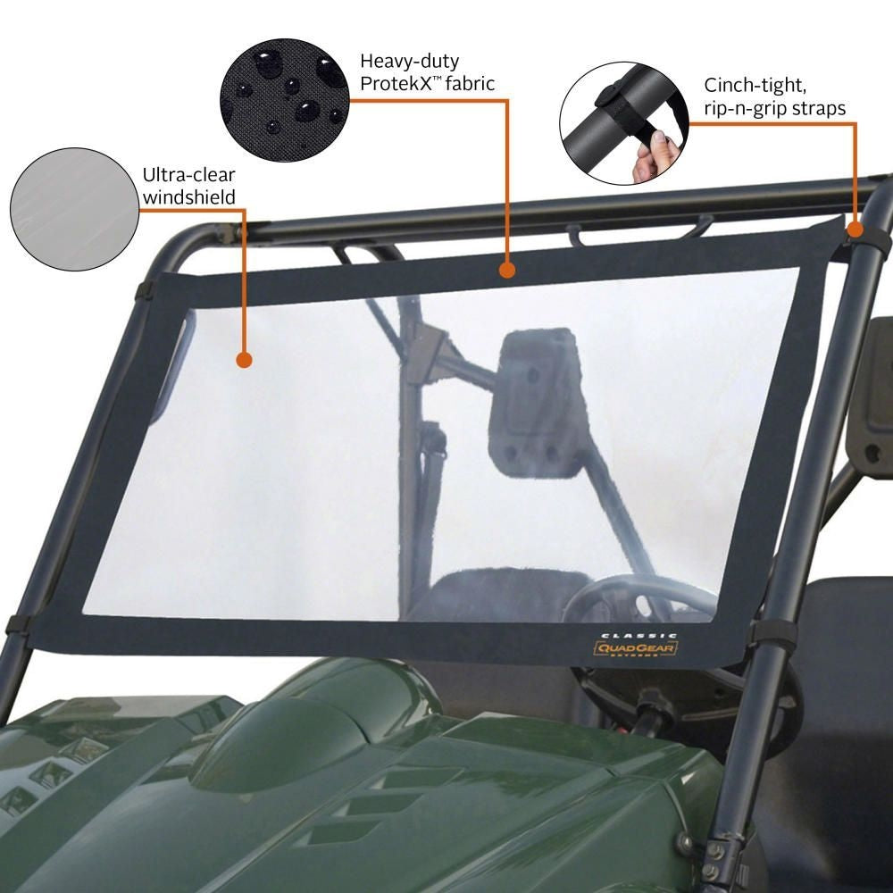 Classic Accessories 78627 QuadGear UTV Windshield for Kawasaki Mule 2500/3000 & Polaris Ranger, Black O0W7 - product image 3
