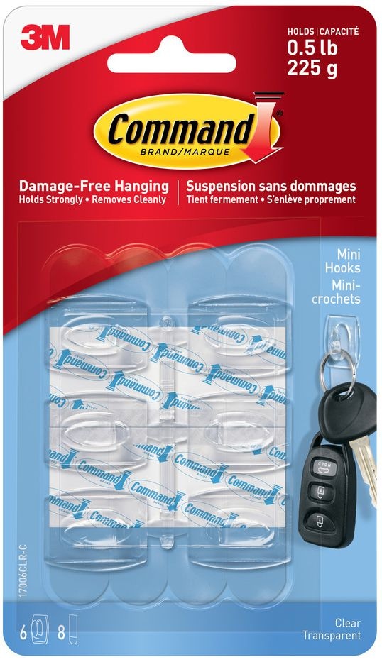 Mini Clear Hooks and Strips Work, Damage Free Hanging, 0.5-lb Capacity N1X0 - product image 1