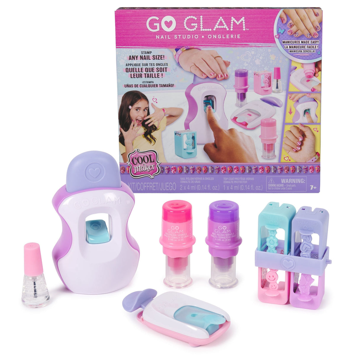 Maker, GO GLAM Studio Nail Kit, Style 200 Nails, 4 Designs, 2 Polish Applicators & Mask, Ages 7+ M0G0 - product image 1