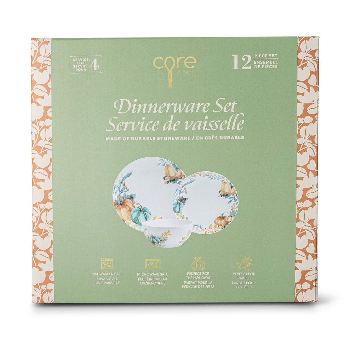 Home Lightweight Stoneware Harvest Dinnerware Set, Serves 4, 12-pc X8I1 - product image 3