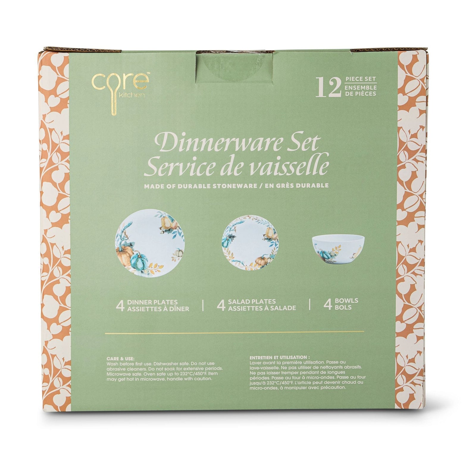 Home Lightweight Stoneware Harvest Dinnerware Set, Serves 4, 12-pc X8I1 - product image 4