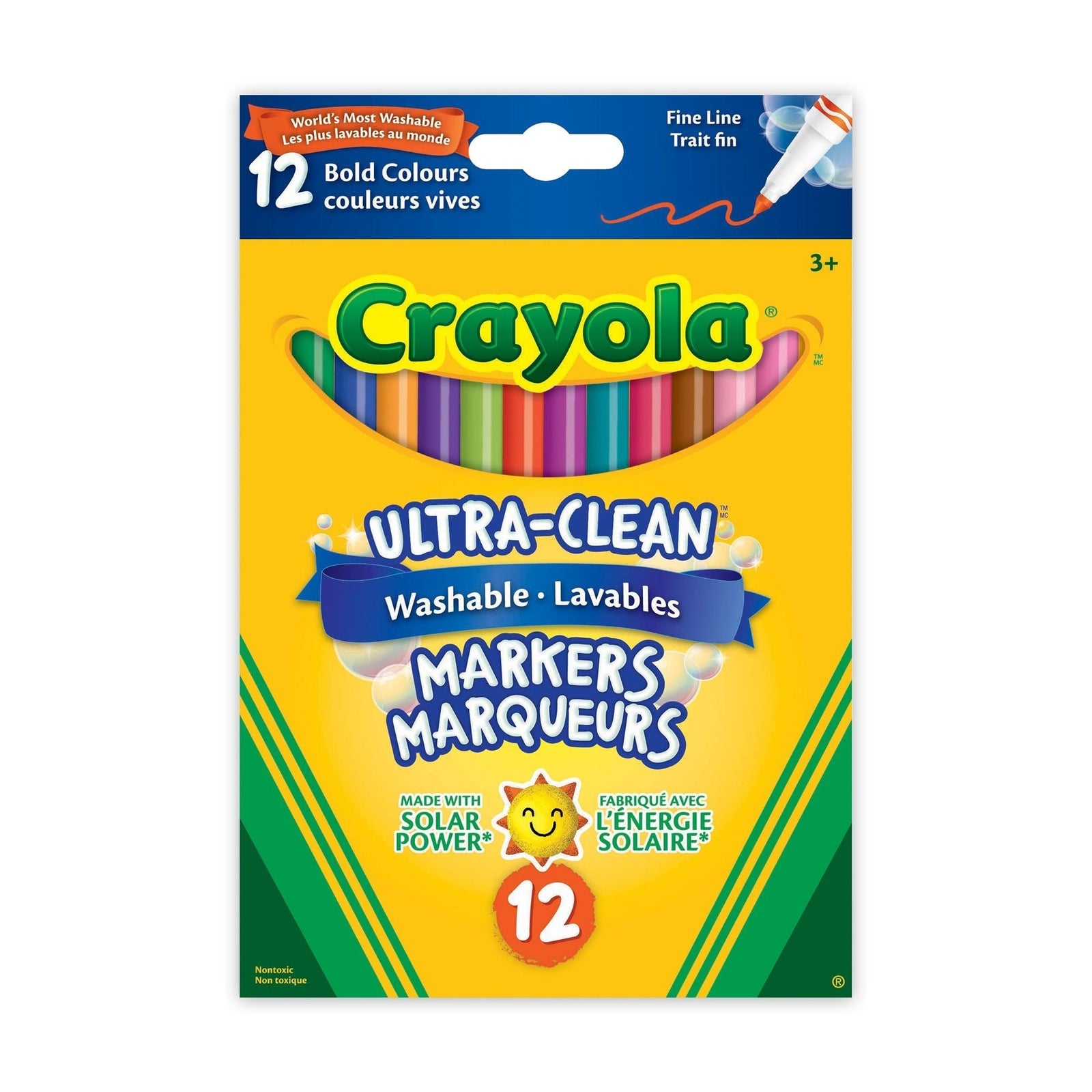 Ultra-Clean Washable Fine Tip Markers for Drawing/Colouring, Multi-Colour, 12-pk, Ages 3+ Q1F3 - product image 2