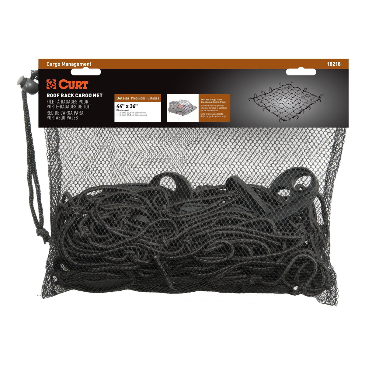 18218 Elastic Cargo Net with Hooks for Roof Basket, 44 x 36-in P4X0 - product image 1