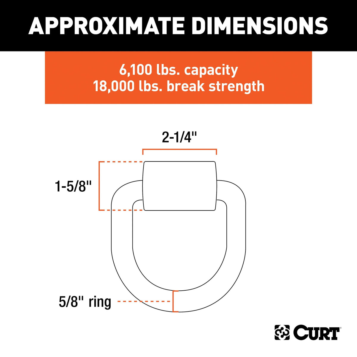 83750 3 x 3-in Weld-On Tie-Down D-Ring (6,100 lbs, Raw Steel) X2D5 - product image 3