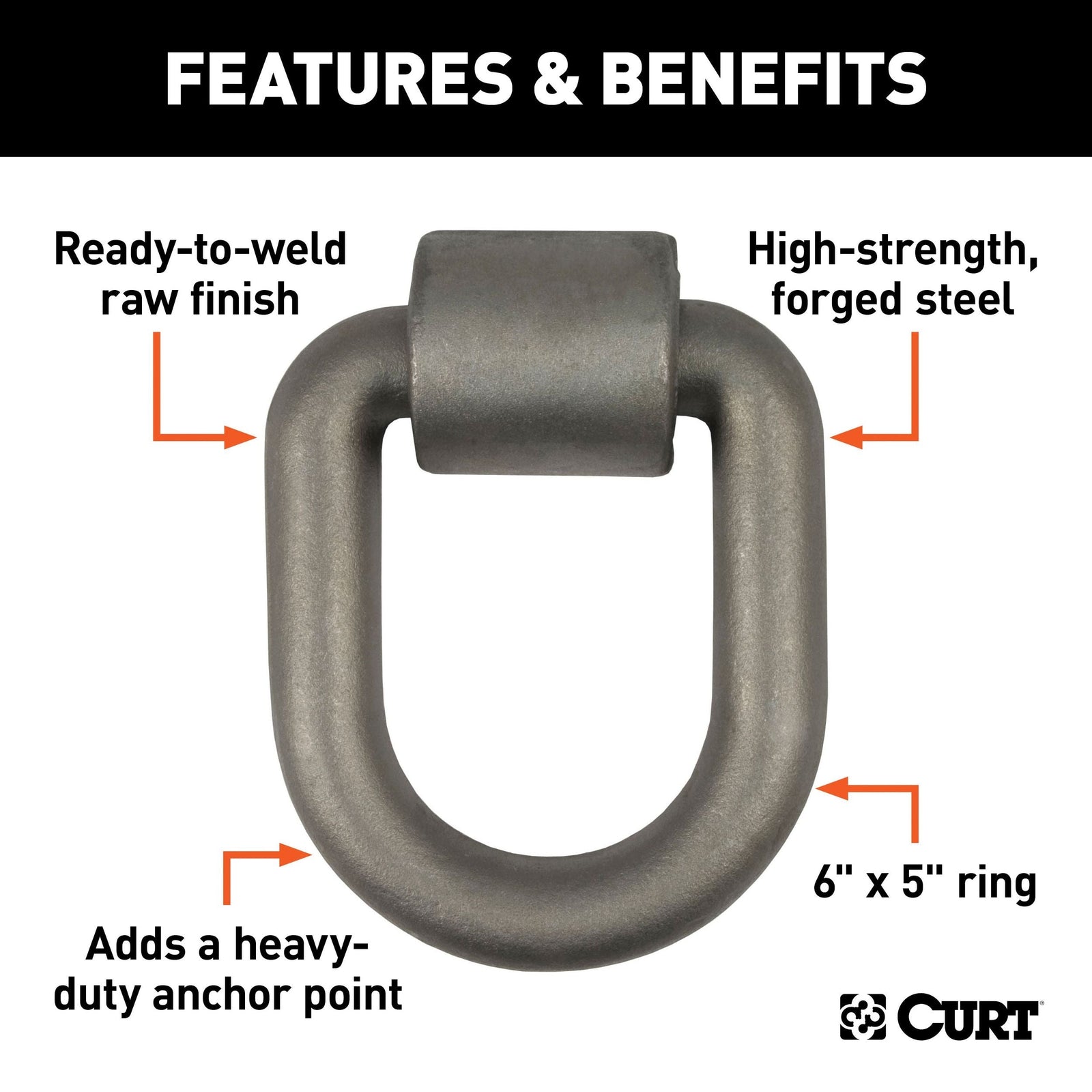 83780 3 x 4-in Weld-On Tie-Down D-Ring (15,587 lbs, Raw Steel) R8Y3 - product image 2