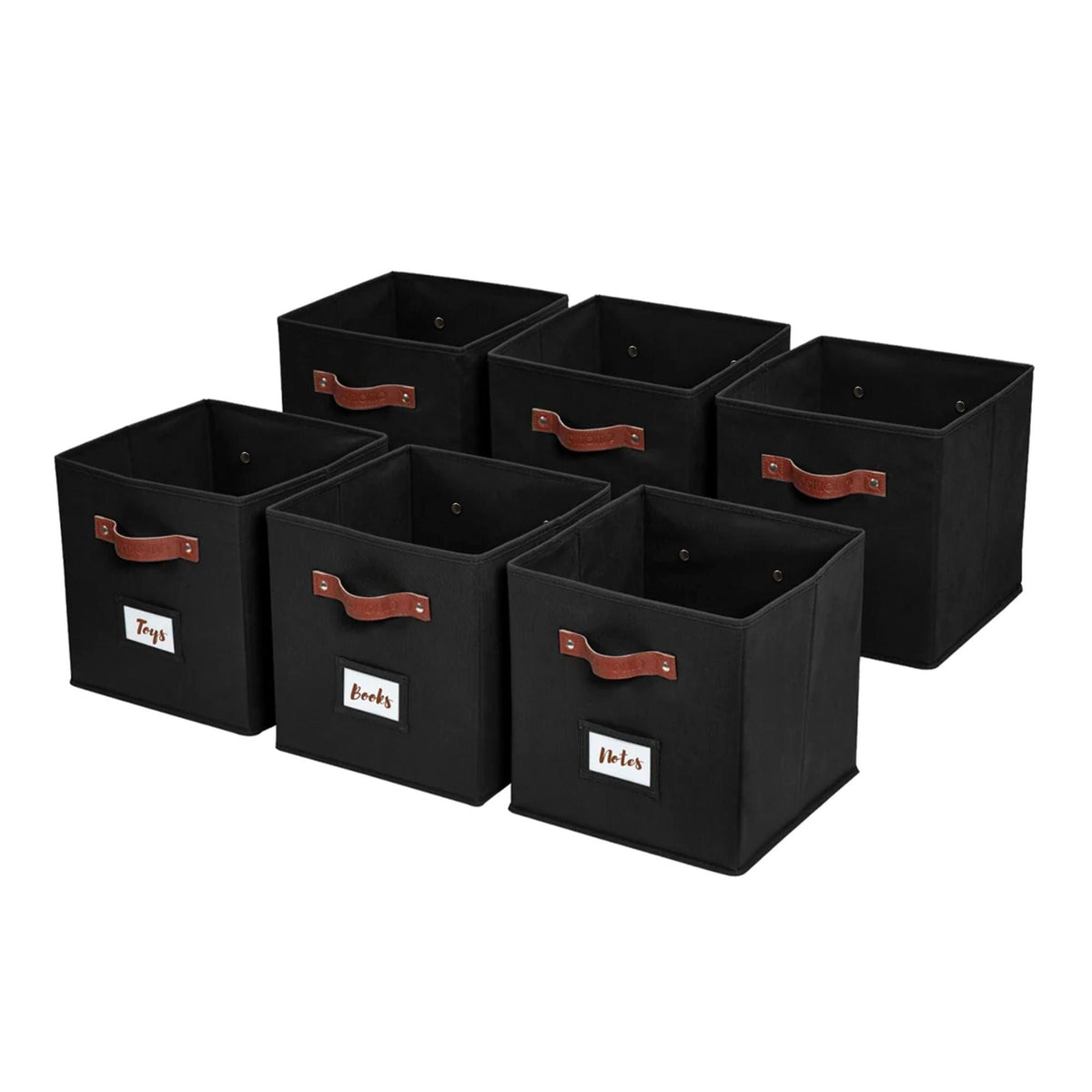 Collapsible Storage Cube with Label, 11-in, 6-pk, Black V2S3 - product image 1