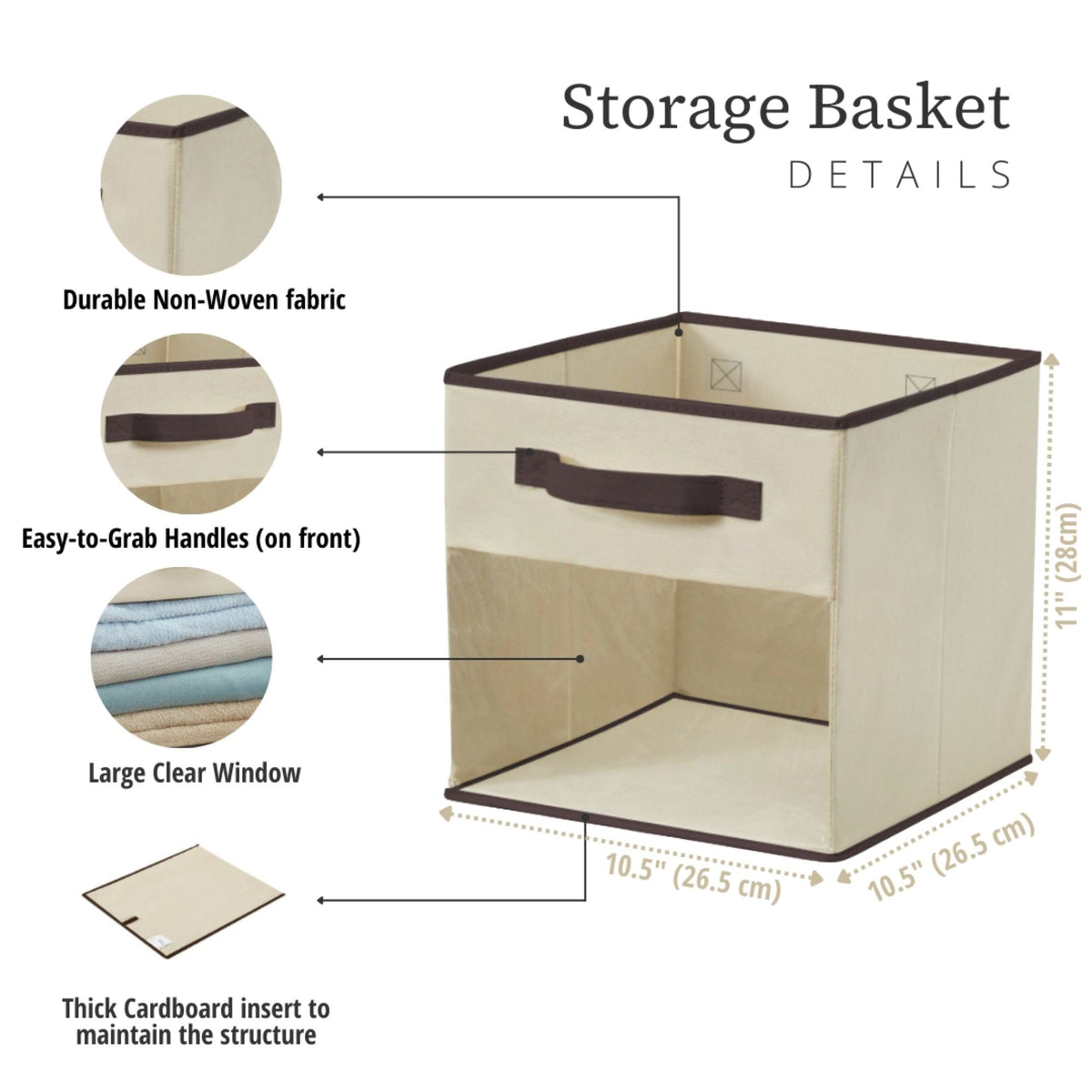 Collapsible Transparent Front Cube, 11-in, 6-pk, Beige B9U8 - product image 8