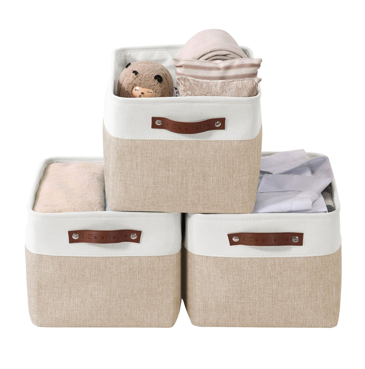 Large Soft-Sided Foldable Storage Basket, 3-pk, Beige X8J2 - product image 1