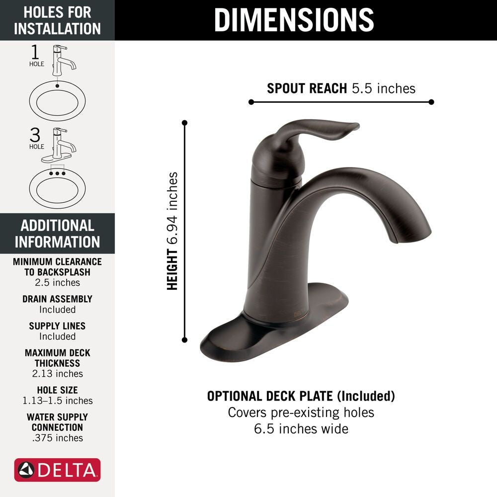 1HDL Centerset Lavatory Faucet, Venetian Bronze C3W2 - product image 2