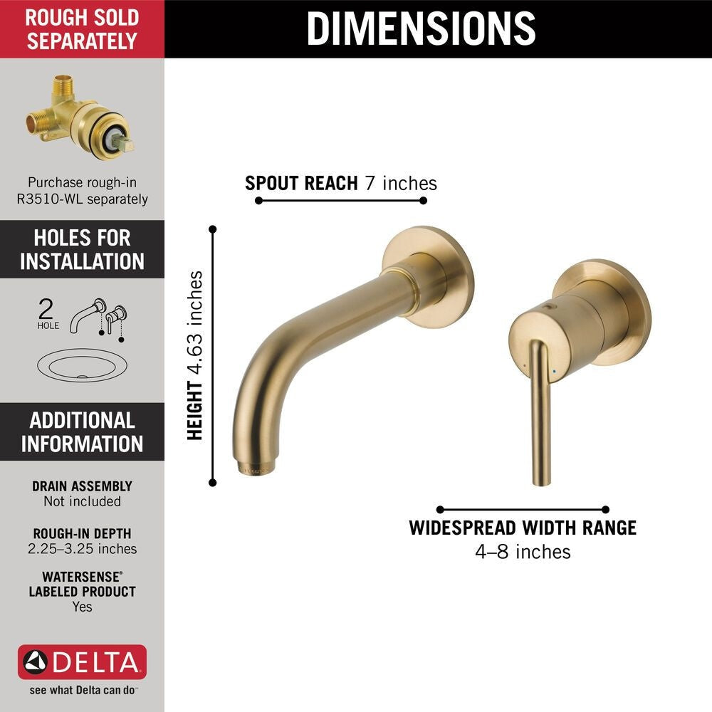 Trinsic 1-H Wall-Mount Lav Faucet Trim, Champagne Bronze P1K1 - product image 3