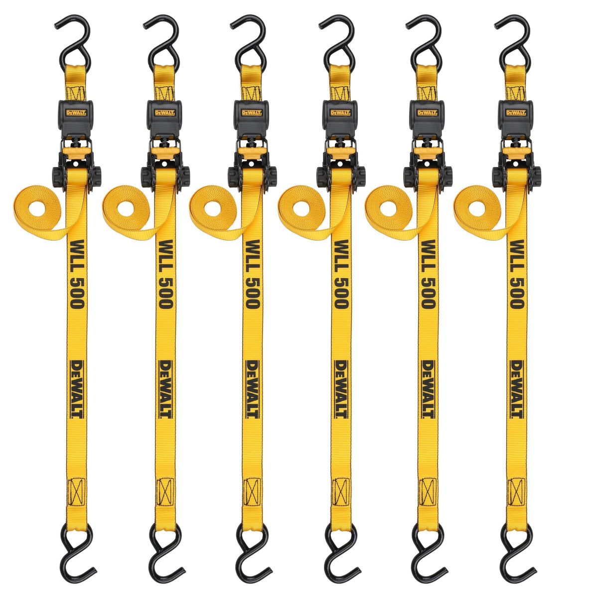 DXBC15006X 1,500-lb Ratchet Tie-Down, with Storage Bag, 1-in x 10-ft, 6-pk, Yellow L3B8 - product image 1