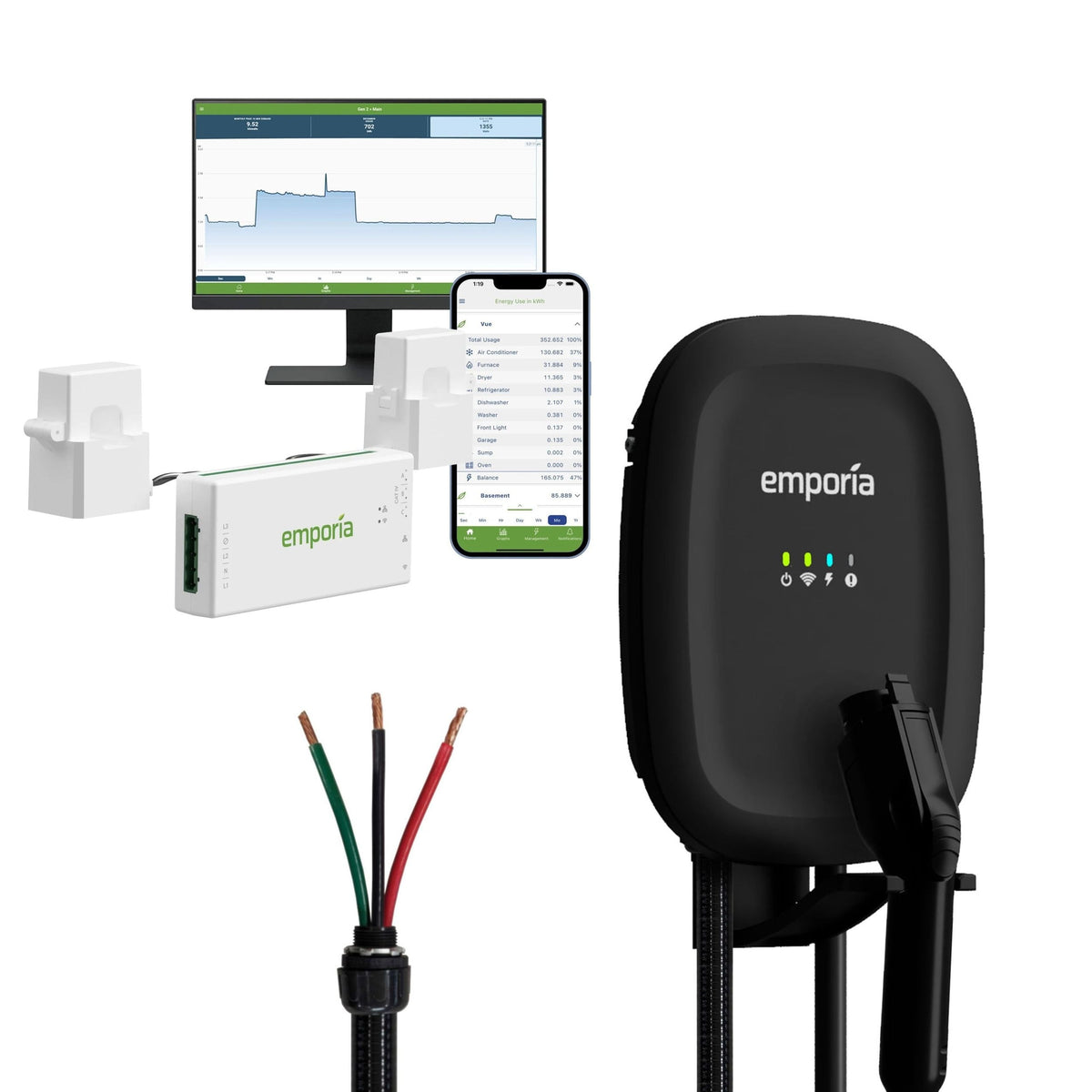 48A Wi-Fi Level 2 Hardwired J1772 EV Charger with Load Management H4A5 - product image 1