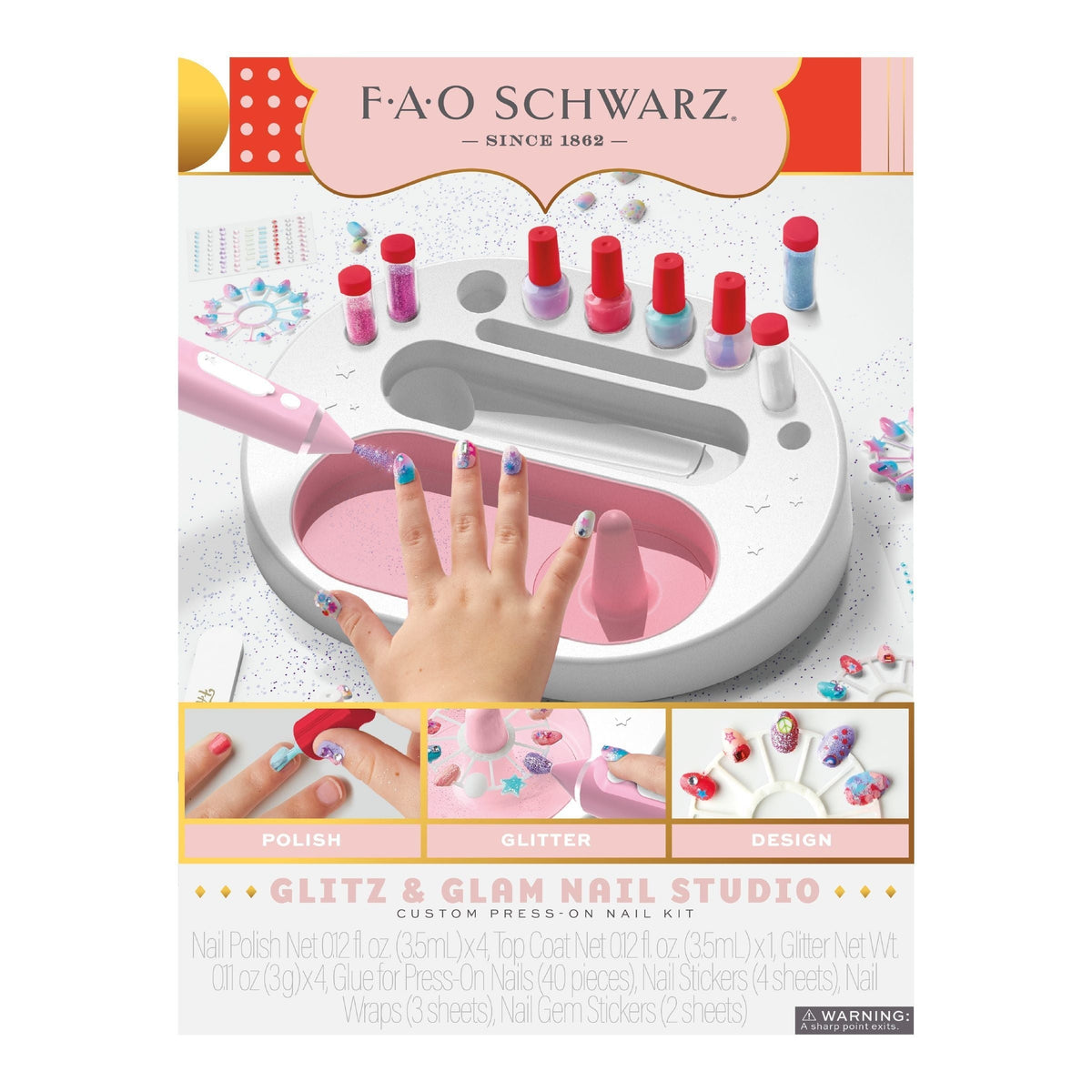 Girls Custom Glitter Nail Set, Pink P8T5 - product image 3