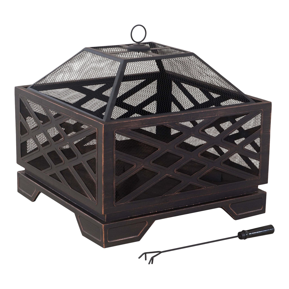 Lawrence Steel Outdoor Wood Burning Fire Pit with Fireplace Poker, 25 x 25 x 26-in C2I3 - product image 1