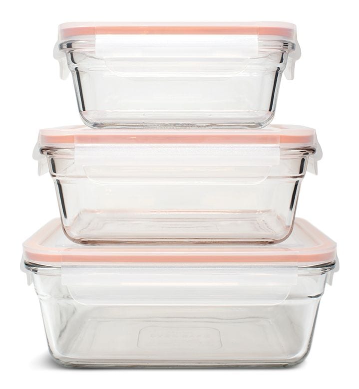 Food Storage Container and Lid Set with Airtight Seal, Rectangular, 3 Count E5H0 - product image 1