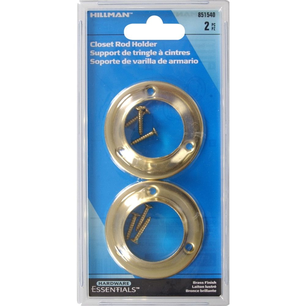 Closet Rod Holder, Mounting Hardware Included, Brass-Plated, 2-pc F5F2 - product image 1