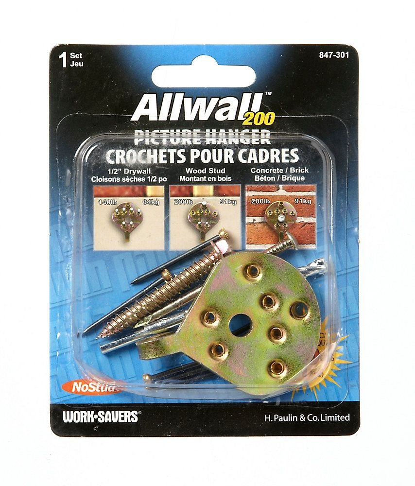 No Stud All WAll Picture Hanger, With Fasteners, 200-lb Capacity, Gold X2P6 - product image 1