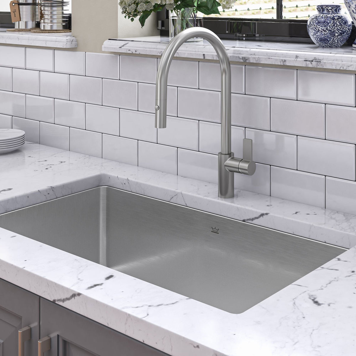 Brookmore Undermount Single Bowl Off Set Waste Kitchen Sink, 32.5-in x 18.1-in x 9-in, Stainless Steel T2A5 - product image 4