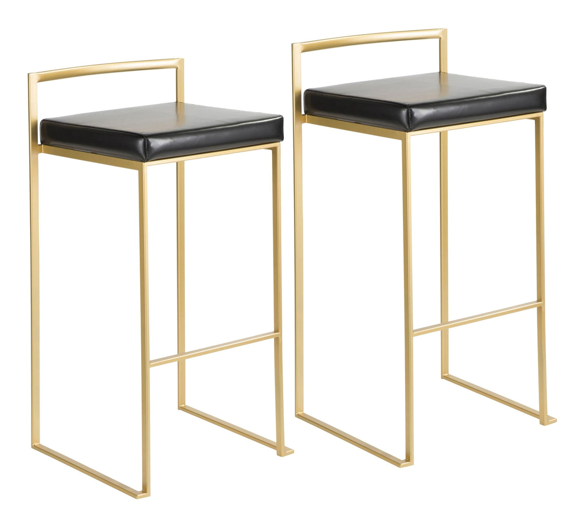 Fuji Stackable PU Leather Counter/Bar Stools (2-Piece Set), Gold/Black A9N8 - product image 1