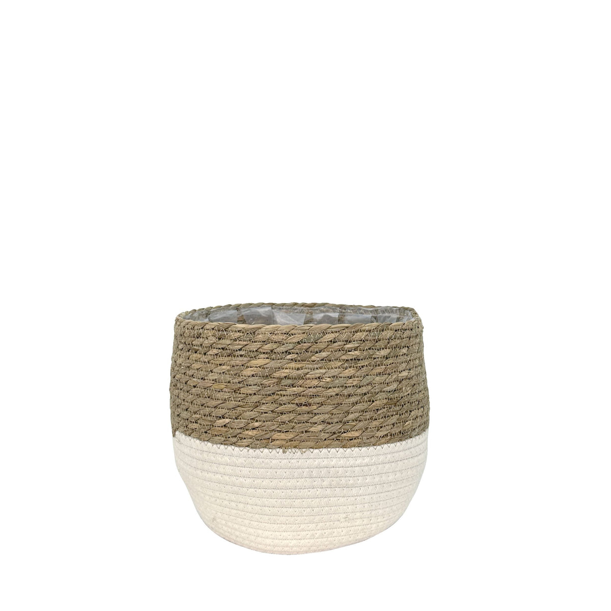 Weave Cotton Jute Round Basket Planter with Leaf-Proof Plastic Lining, 4-in D8H5 - product image 1