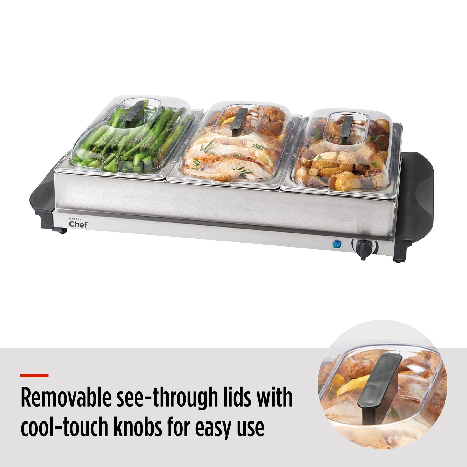 3-Tier Buffet Server/Food Warmer with Warming Tray, Stainless Steel, 300W N4H1 - product image 7