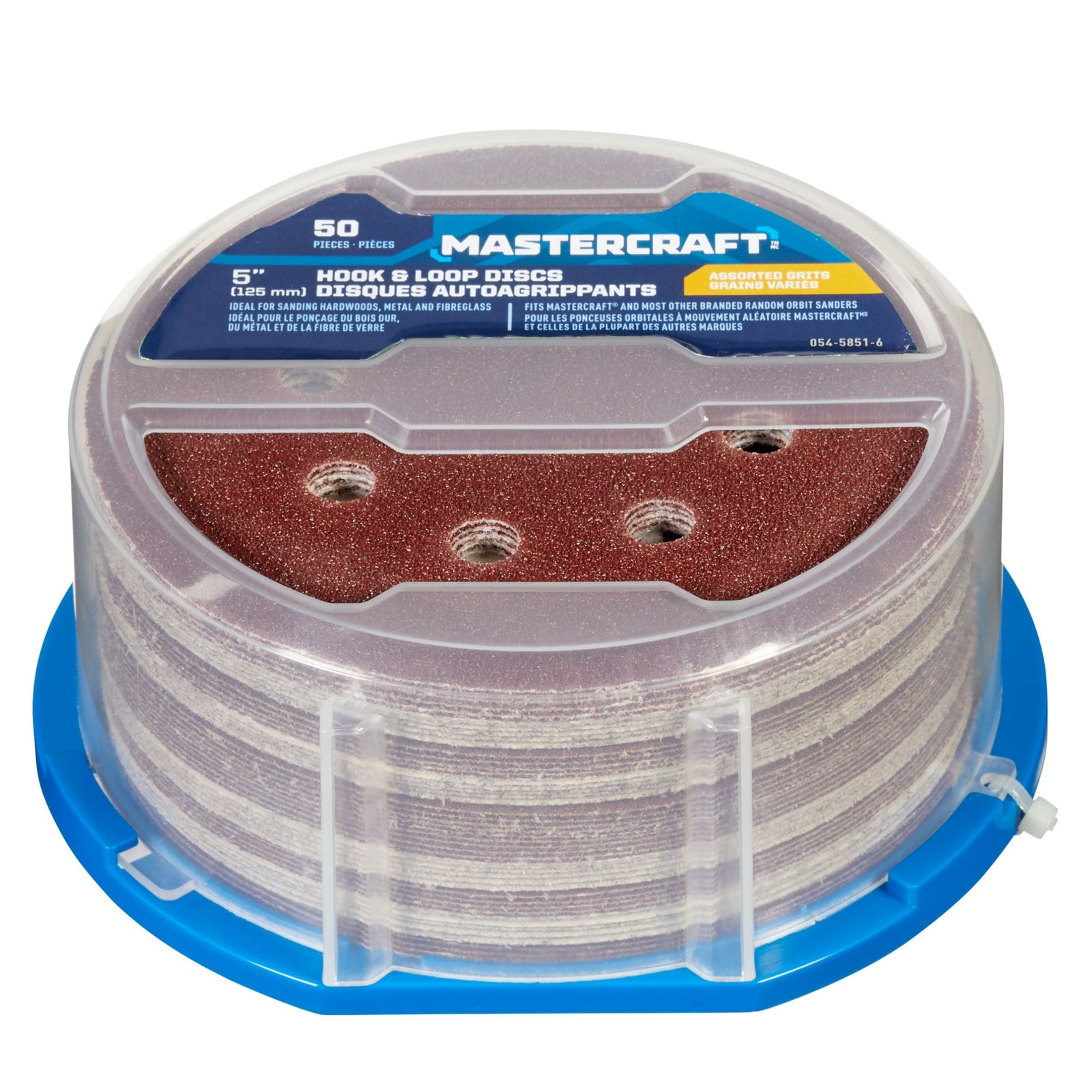 5-in Assorted Grit Hook & Loop Aluminum Oxide 8-Hole Sanding Disc Set for Wood, Metal, 50-pc V7V8 - product image 1